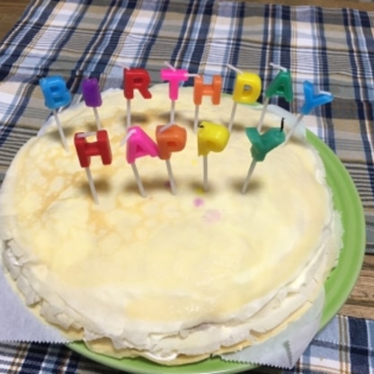 夫の誕生日ケーキに、イチゴもサンドして作りました^ ^